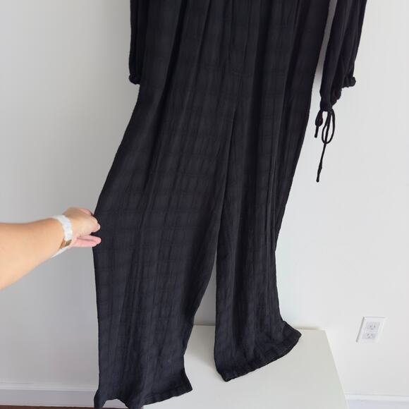 Free People Jumpsuit Small Linen Blend Wide Leg True Lovin One Piece V Neck Boho - Picture 6 of 11